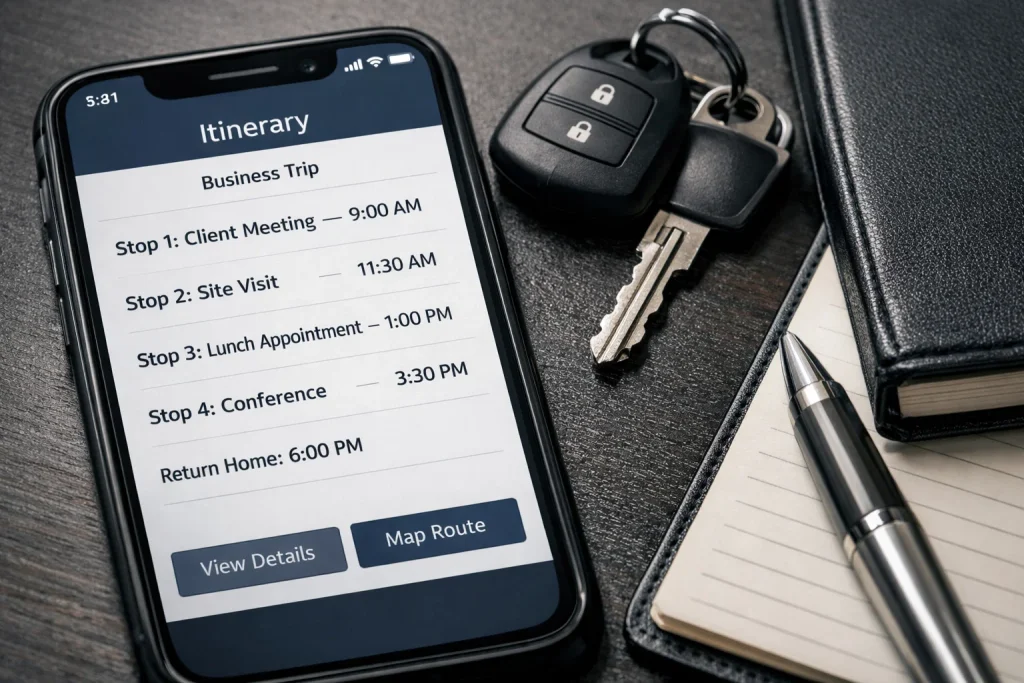 Chauffeur service planning a multi-stop itinerary for a client day